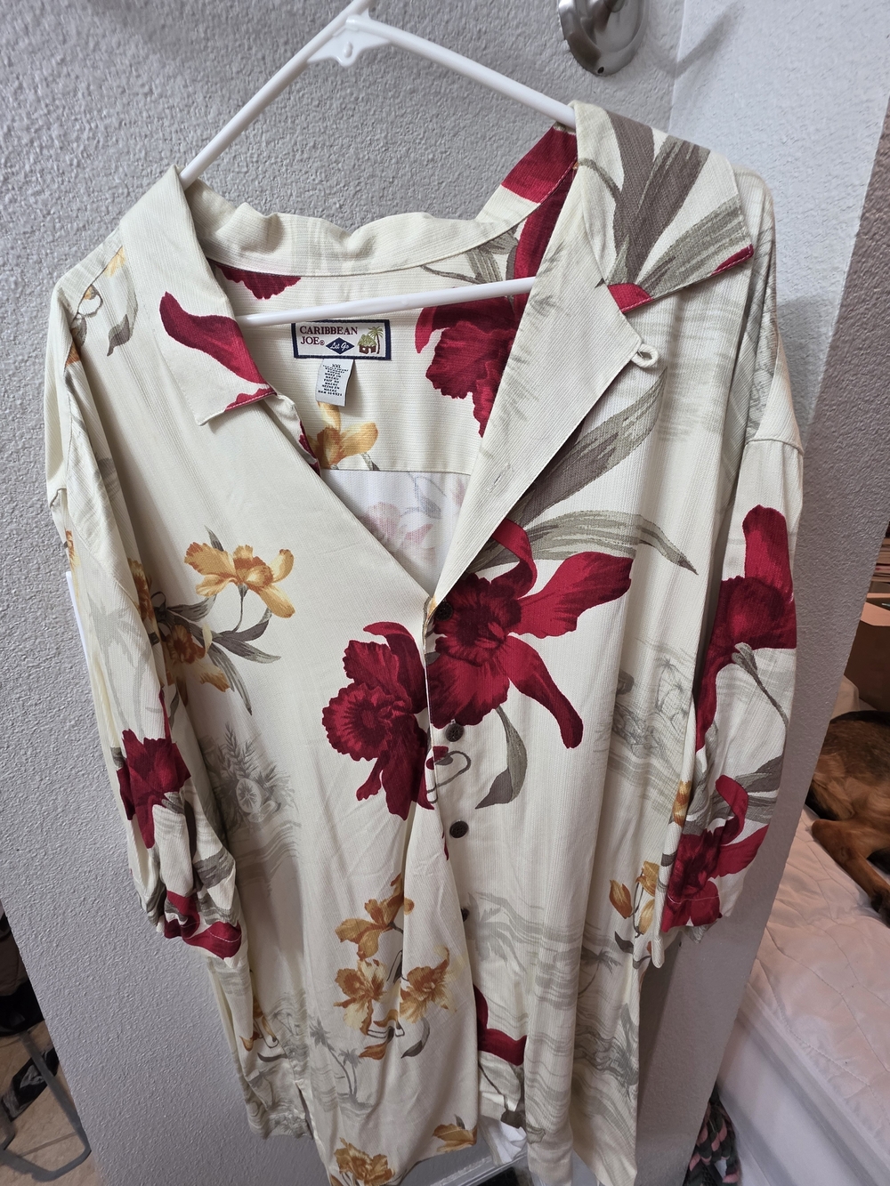 Caribbean Joe Cream Jacket with Red & Gold Floral Print